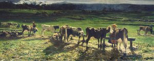 Grazing, 1886 by Giovanni Segantini